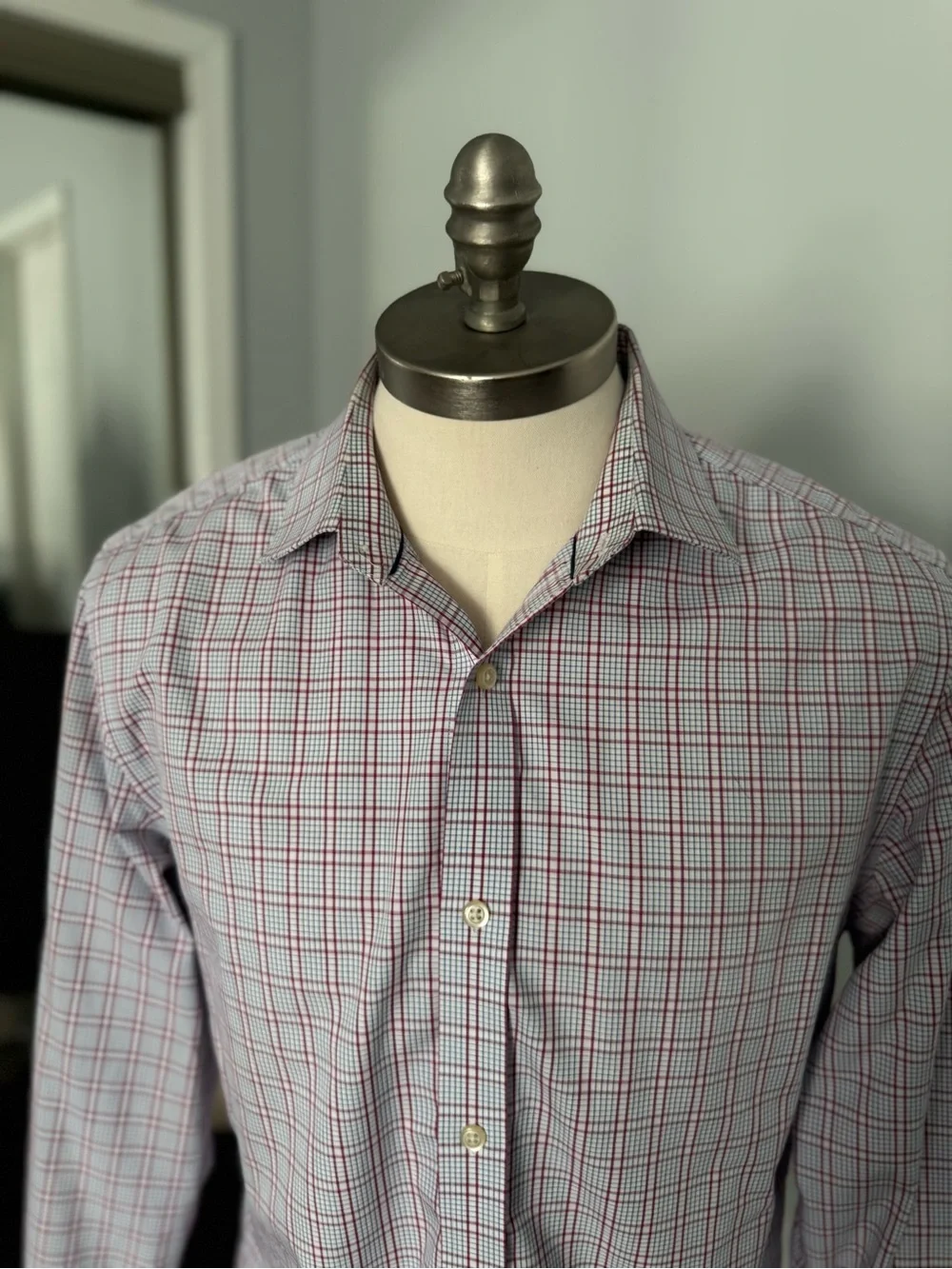Banana Republic Men's Long-Sleeve Check Shirt - blue and red
